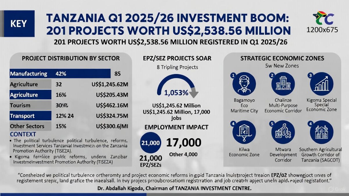 Tanzania’s Q1 2025/26 Investment